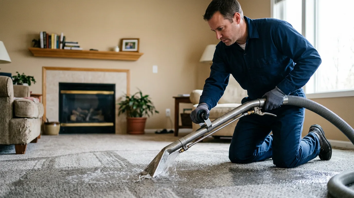 Water damage restoration technician working near Dallas, TX